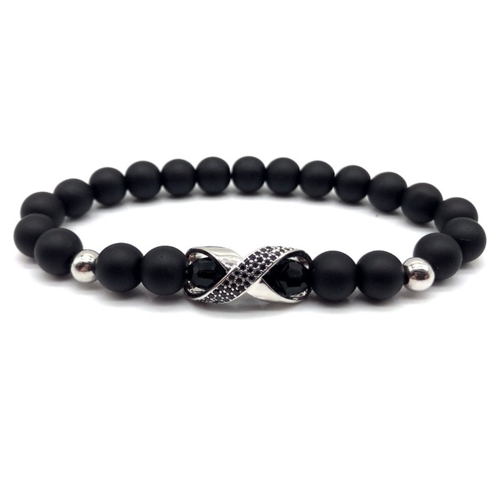 Wish&Co. Natural Healing Stone Bead Stretch Black Bracelet